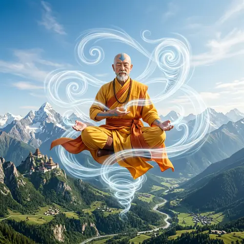 Avatar Airbender Master Levitating - Serene Wind Symphony