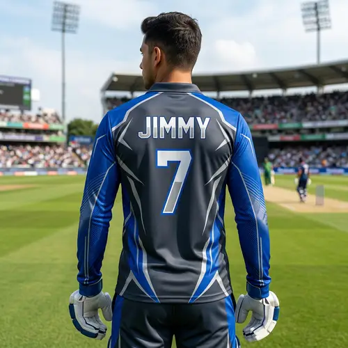 Stylish Bari Cricket Jersey: Gray & Blue Design