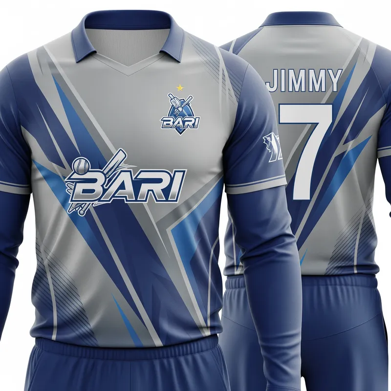 Stylish Bari Cricket Jersey: Gray & Blue Design