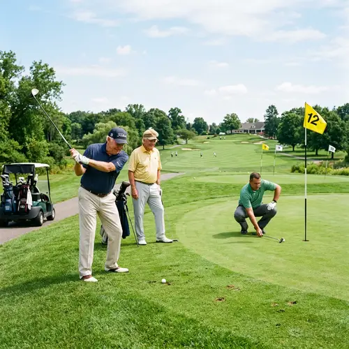 Casual Golf Game: Elderly Politicians and Middle-aged Man Golfing