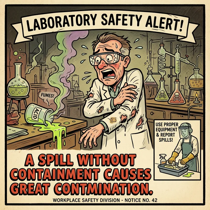 Scary Old-Style Cartoon Lab Safety Poster