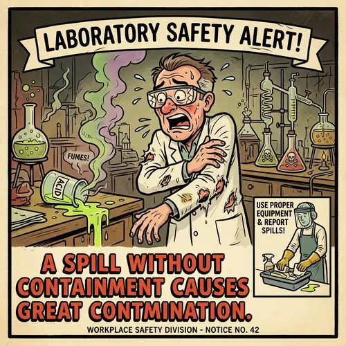 Scary Old-Style Cartoon Lab Safety Poster