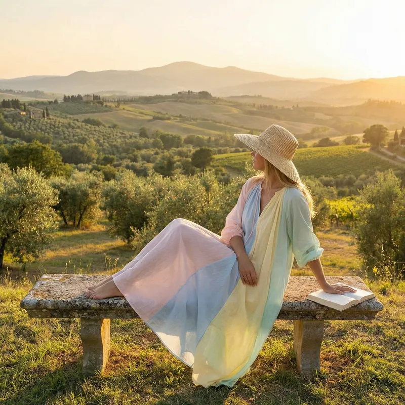 Effortlessly Elegant Woman in Soft Pastels | Natural Sunlight Glow