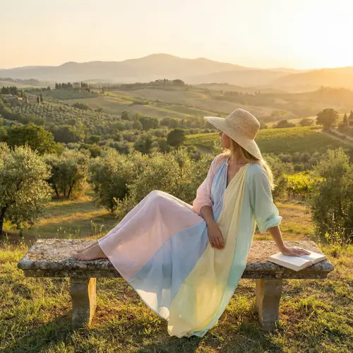 Elegant Woman in Ethereal Pastel Colors | Serene Outdoor Pose