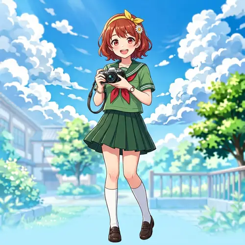 Cheerful Anime Girl Mahiru Shiina | Camera-Ready Smile