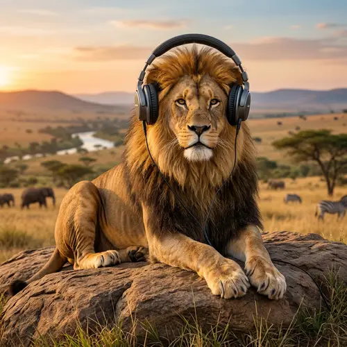 Headphone Lion: Majestic Music Vibes