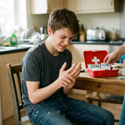 First Aid for Minor Cuts: Boy with Hand Cut | YourWebsite