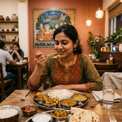 South Asian Person Enjoying Delicious Meal | Cozy Dining Scene