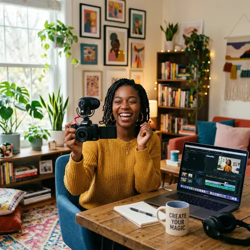 Young African Vlogger's First Video Creation Journey