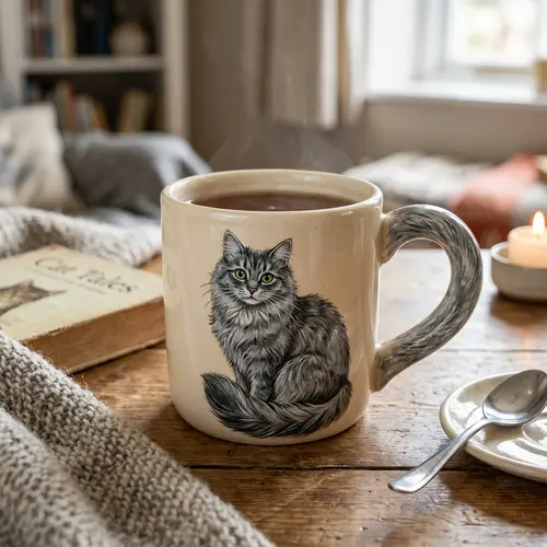 Whimsical Cat Ceramic Mug - Delightful Design for Cat Lovers