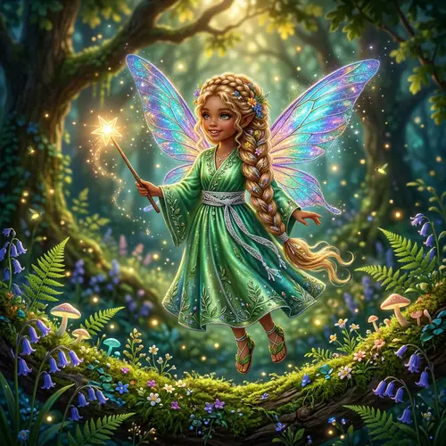 Enchanting Fairy with Sparkling Blue Wings - Magical Folklore