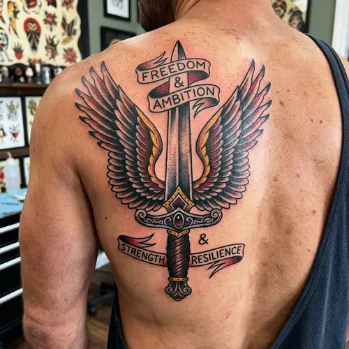 Sword with Wings: Traditional American Tattoo Design