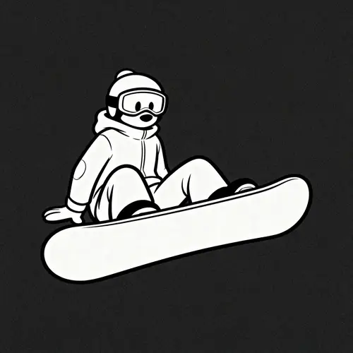 Snowboarder Sitting with Board Design