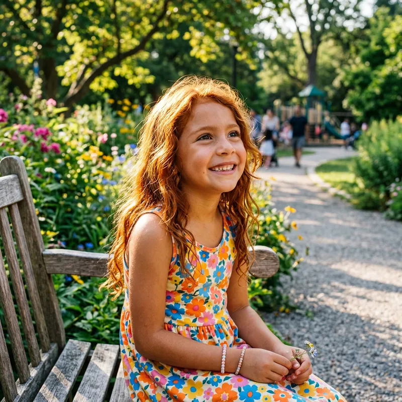 Hispanic Girl with Tan Skin and Ginger Hair in Radiant Outdoor Portrait