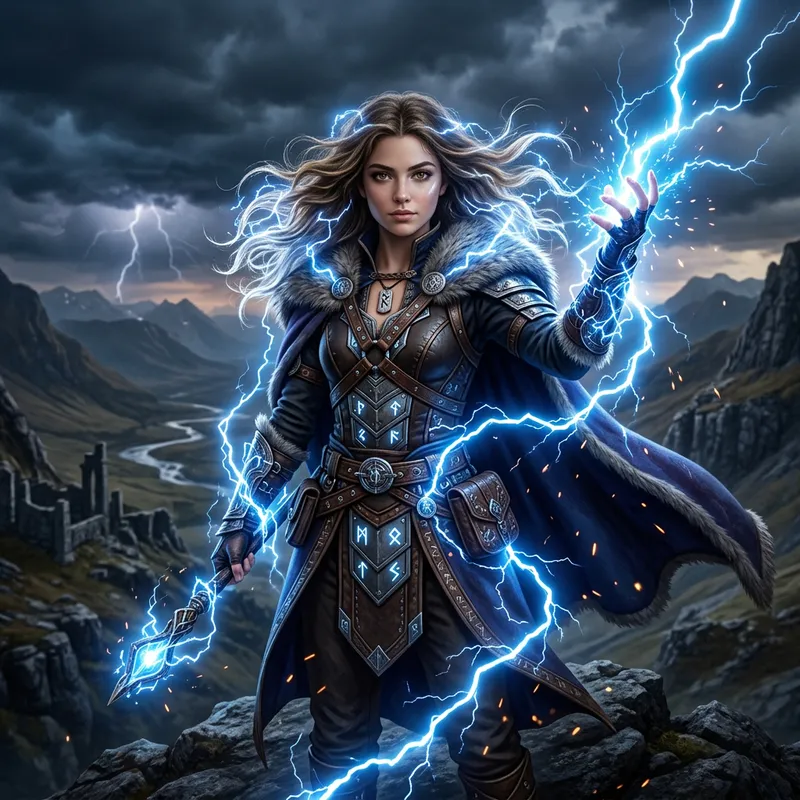 Enchanting Fantasy Female Character: Lightning Manipulation