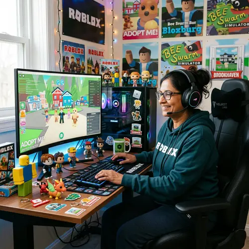 Average Roblox Fan: Middle-Aged Woman Enjoying Gaming