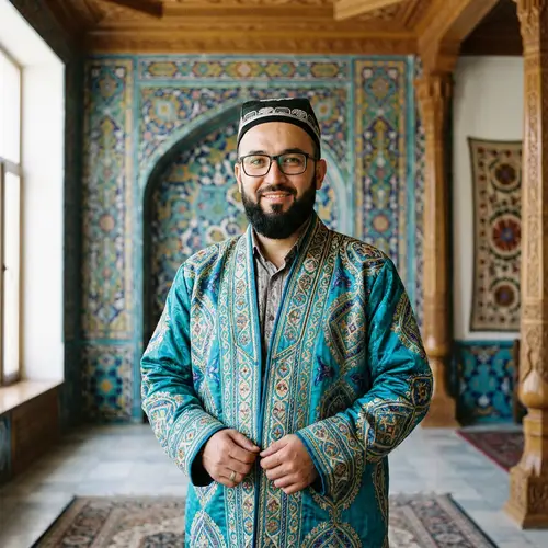 Authentic Uzbek Man in Traditional Attire