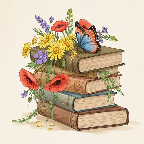 Books, Flowers & Butterflies: A Beautiful Drawing