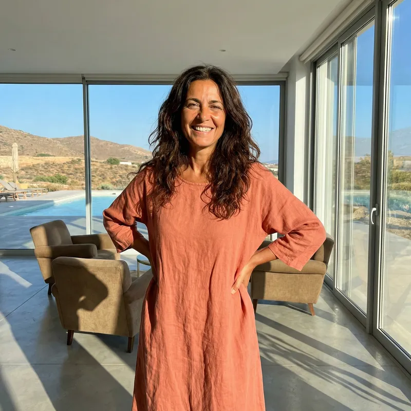 Stylish Mediterranean Woman in Modern Villa