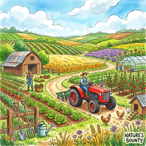 Vibrant Agricultural Landscape Illustration