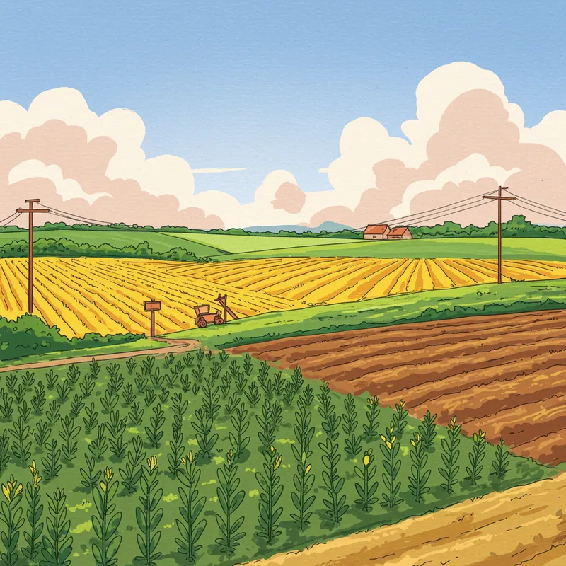 Vibrant Agricultural Landscape Illustration