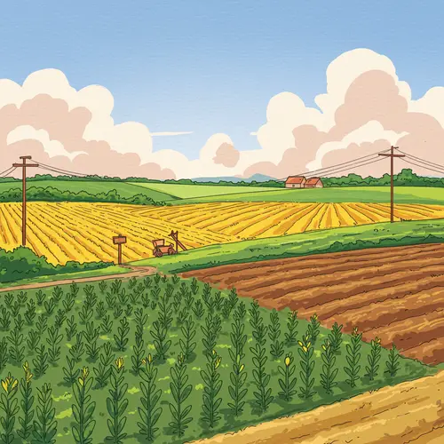 Vibrant Agricultural Landscape Illustration