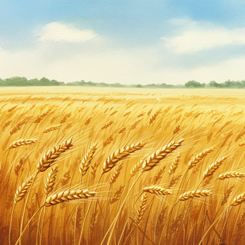 Watercolor Wheat Field Art