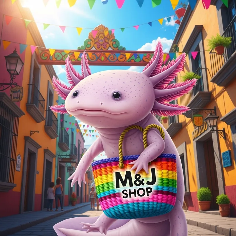 Lila Mexican Axolotl with M&J Shop Bag
