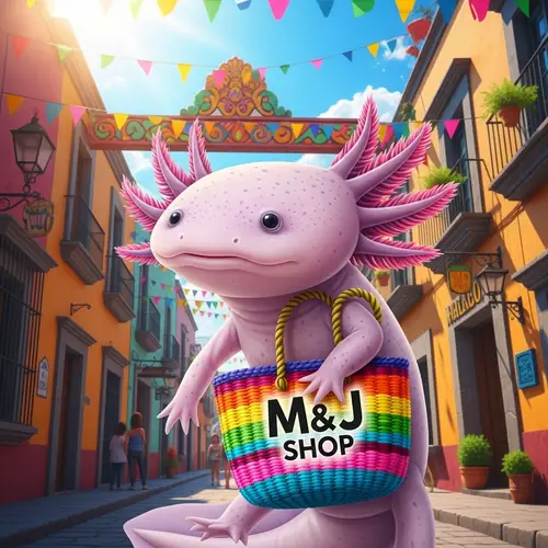 Lila Mexican Axolotl with M&J Shop Bag
