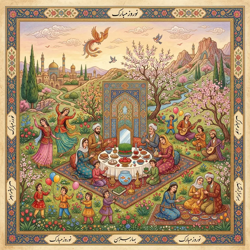 Vibrant Nowruz Celebrations in Spring Landscapes Vibrant Nowruz Celebrations in Spring Landscapes