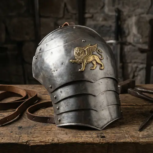 Medieval Spaulders with Winged Lion Emblem