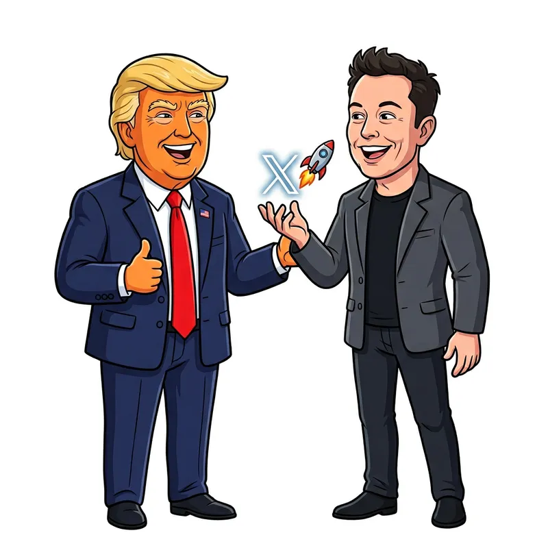 Cartoon of Trump & Musk | Fun Illustration