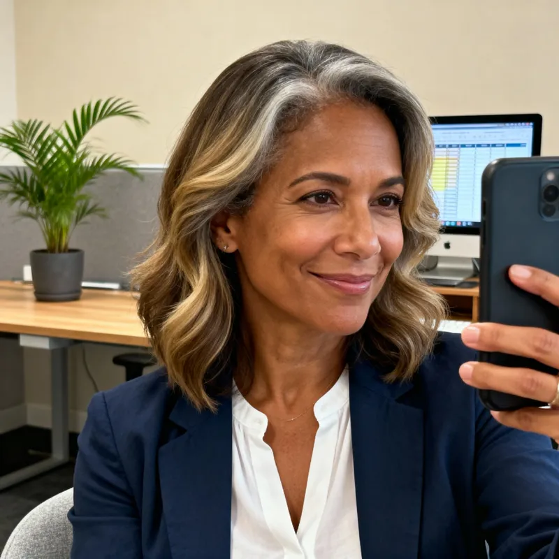 Casual Office Selfie of a Mixed Race Woman