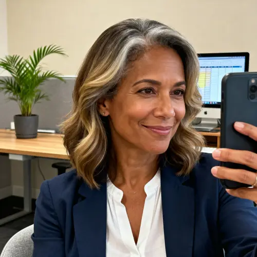 Casual Office Selfie of a Mixed Race Woman