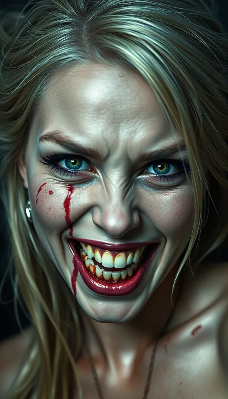 Zombie Art: Beautiful Blonde with Sharp Teeth Zombie Art: Beautiful Blonde with Sharp Teeth