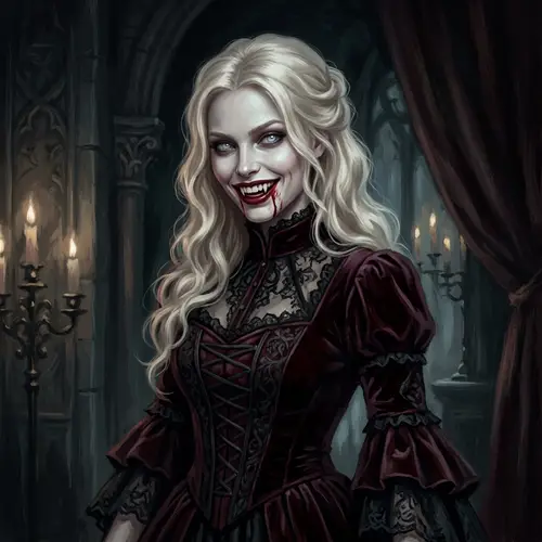 Gothic Blonde Vampire Art: Beautiful Yet Scary