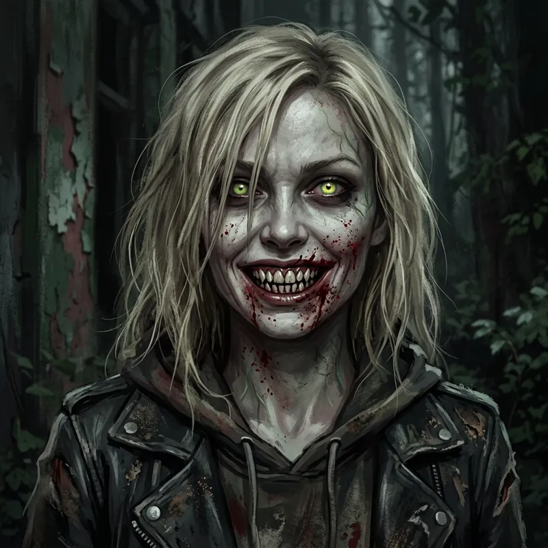 Zombie Art: Beautiful Blonde with Sharp Teeth