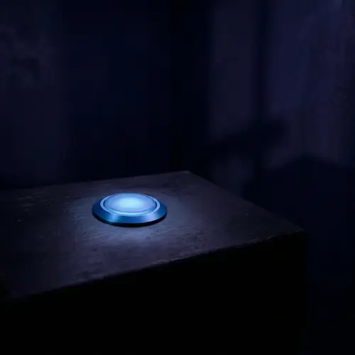 Blue Button in Dark Room - Mystery & Intrigue Unveiled