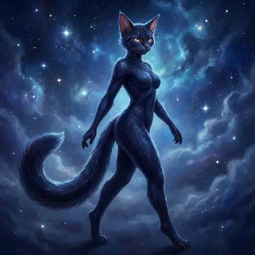Anthropomorphic Cat Woman - Graceful and Enigmatic Being
