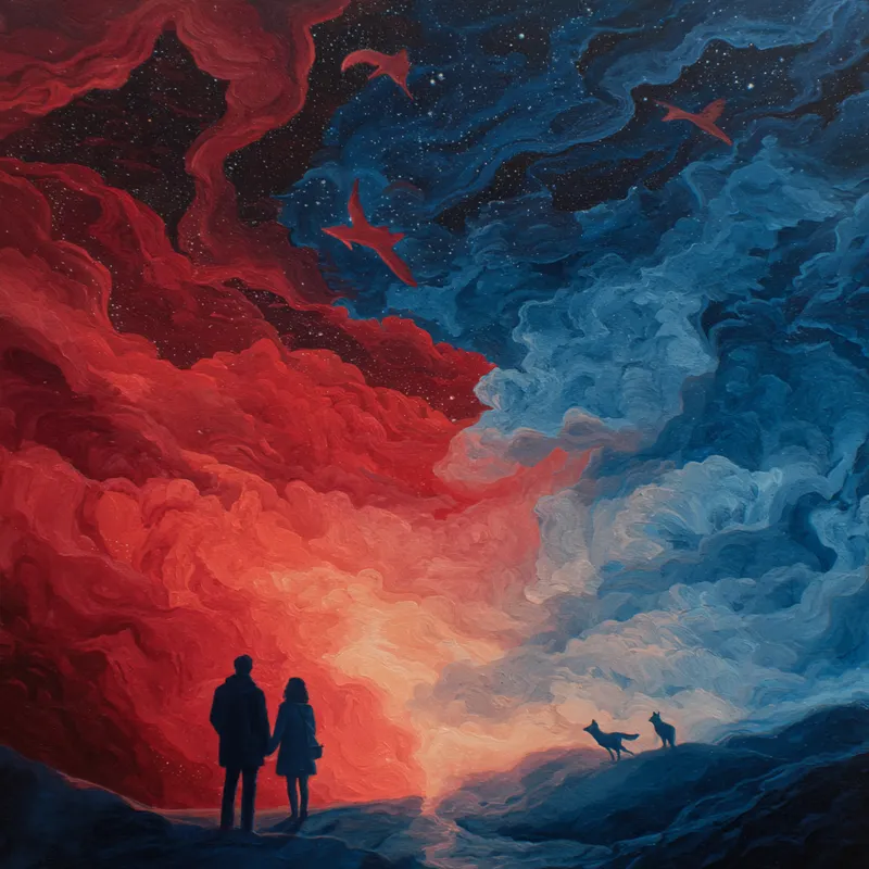 End of Love: Acrylic Painting of Two Lovers