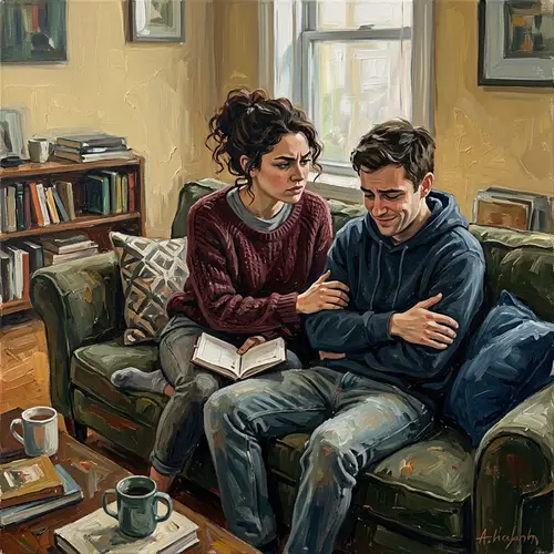 Controlling Girlfriend Acrylic Painting