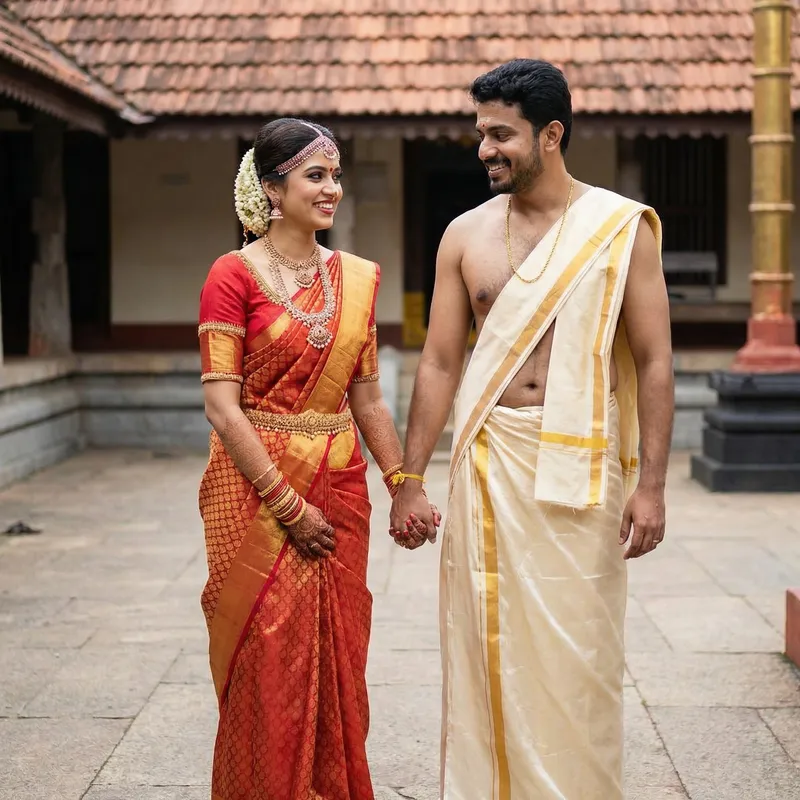 Elegant South Indian Bride and Groom Elegant South Indian Bride and Groom