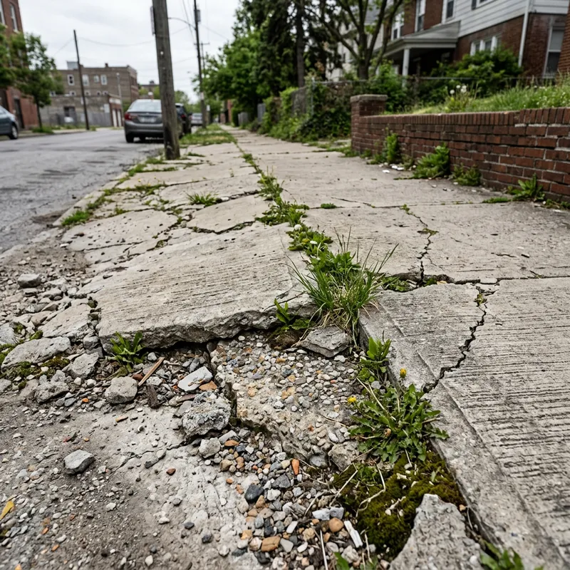 Diagonal Sidewalk Break: Distressed Texture & Urban Nature