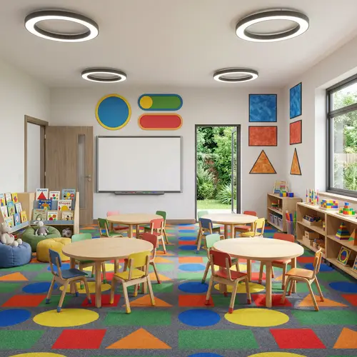 Interactive Classroom Design with Various Shapes and Learning Materials