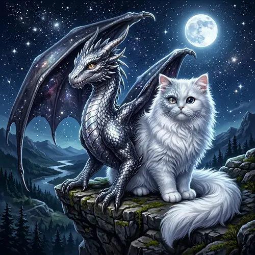 Half Night Dragon, Half Fluffy White Cat: A Unique Creature
