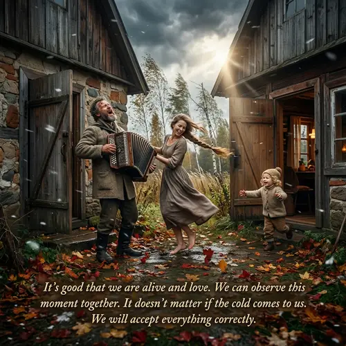 Autumn Leaves Covered in First Snowfall - Heartwarming Scene of Life and Love