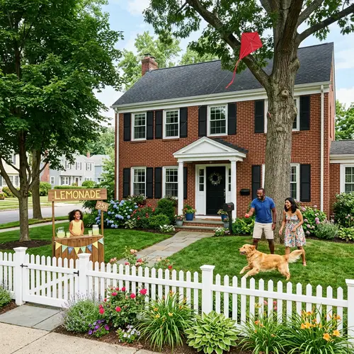 Sunny Suburban Colonial Home with Picket Fence & Family Fun