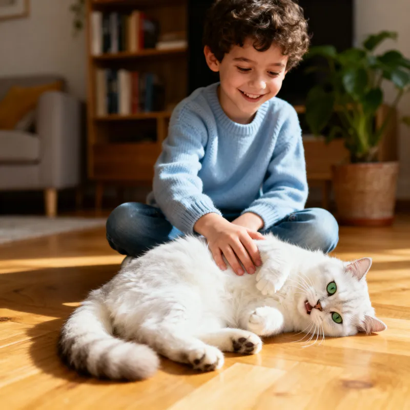 Cute Child with Cat Image
