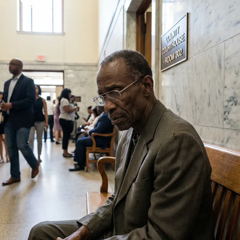 Black Man in Glasses Inside Courthouse
