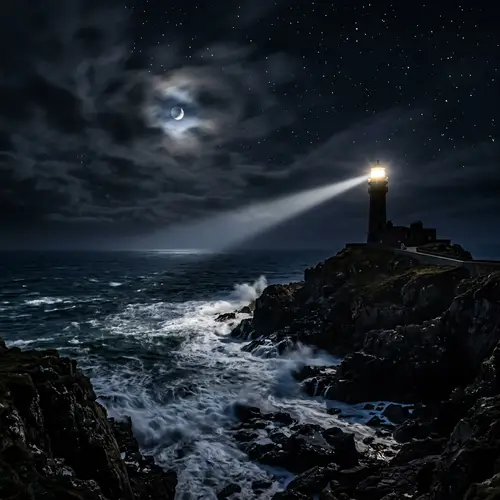 Irish Coast Under Night Sky: A Dramatic Landscape